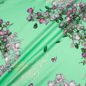 Magenta Floral Printed Mint Green Luxury Cotton