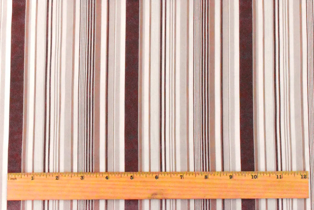 Maroon Brown-Beige-Multi Stripe Printed Polyester Woven Lining Fabric