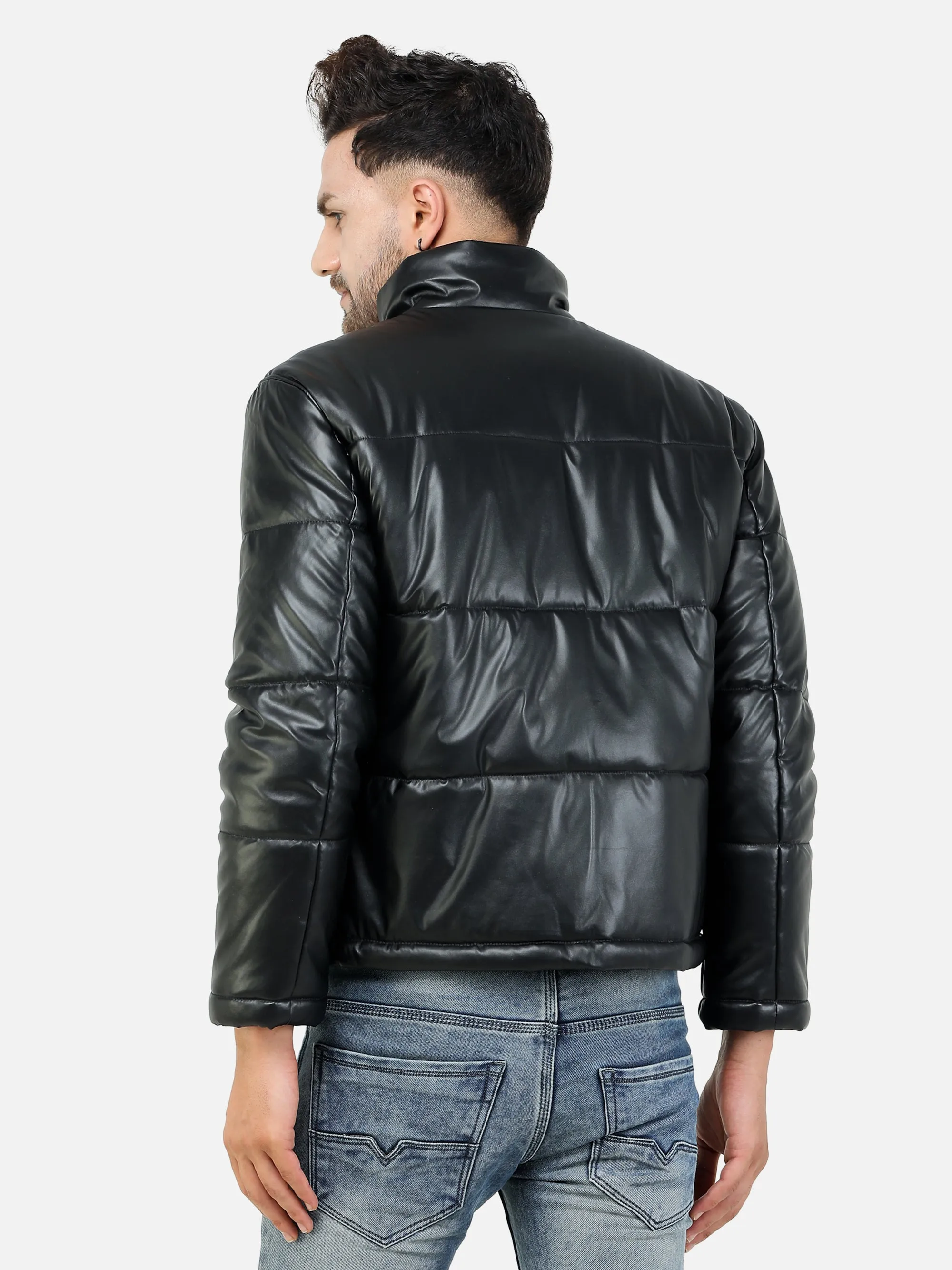 Men's Regular Fit Black Puffer Jacket