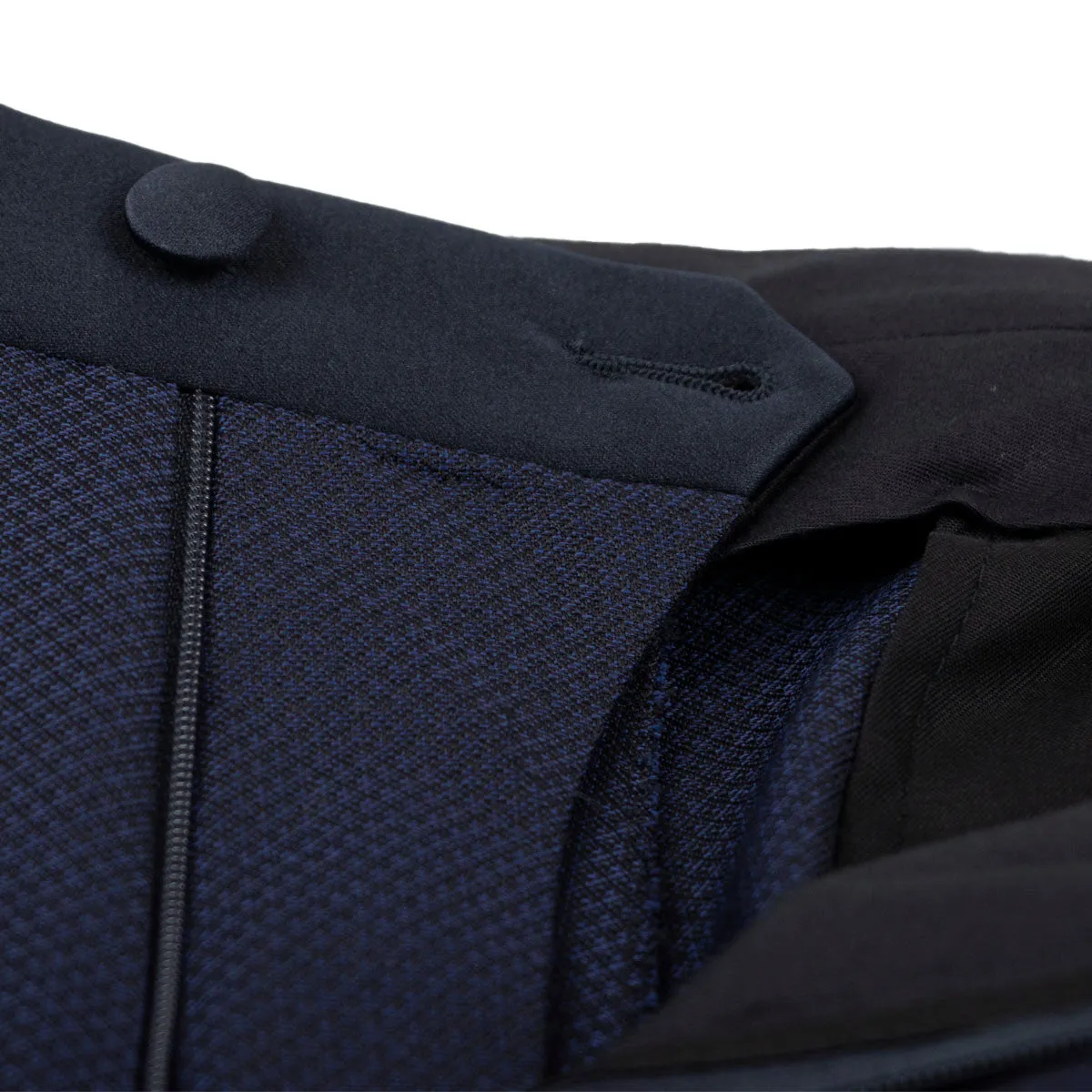 Navy Textured Wool & Silk Caccioppoli Tuxedo Suit