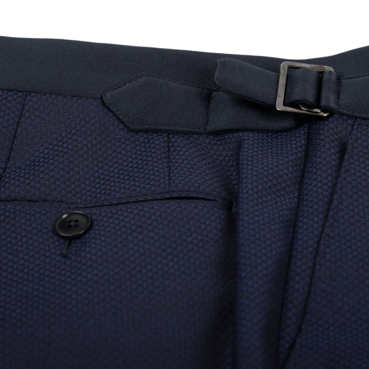 Navy Textured Wool & Silk Caccioppoli Tuxedo Suit