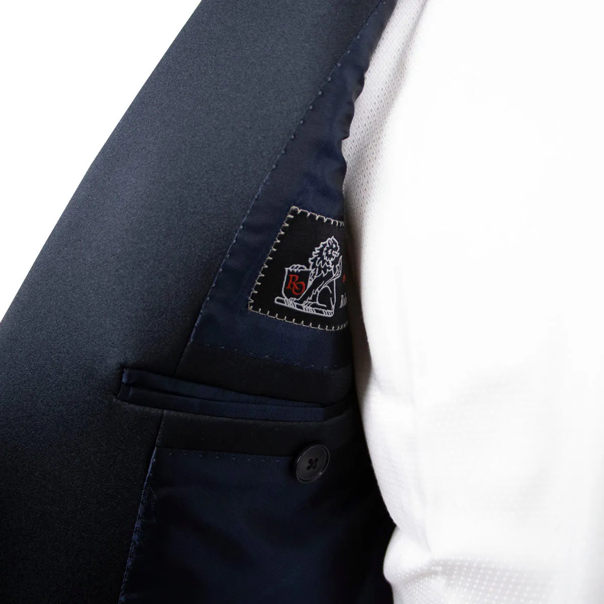 Navy Textured Wool & Silk Caccioppoli Tuxedo Suit