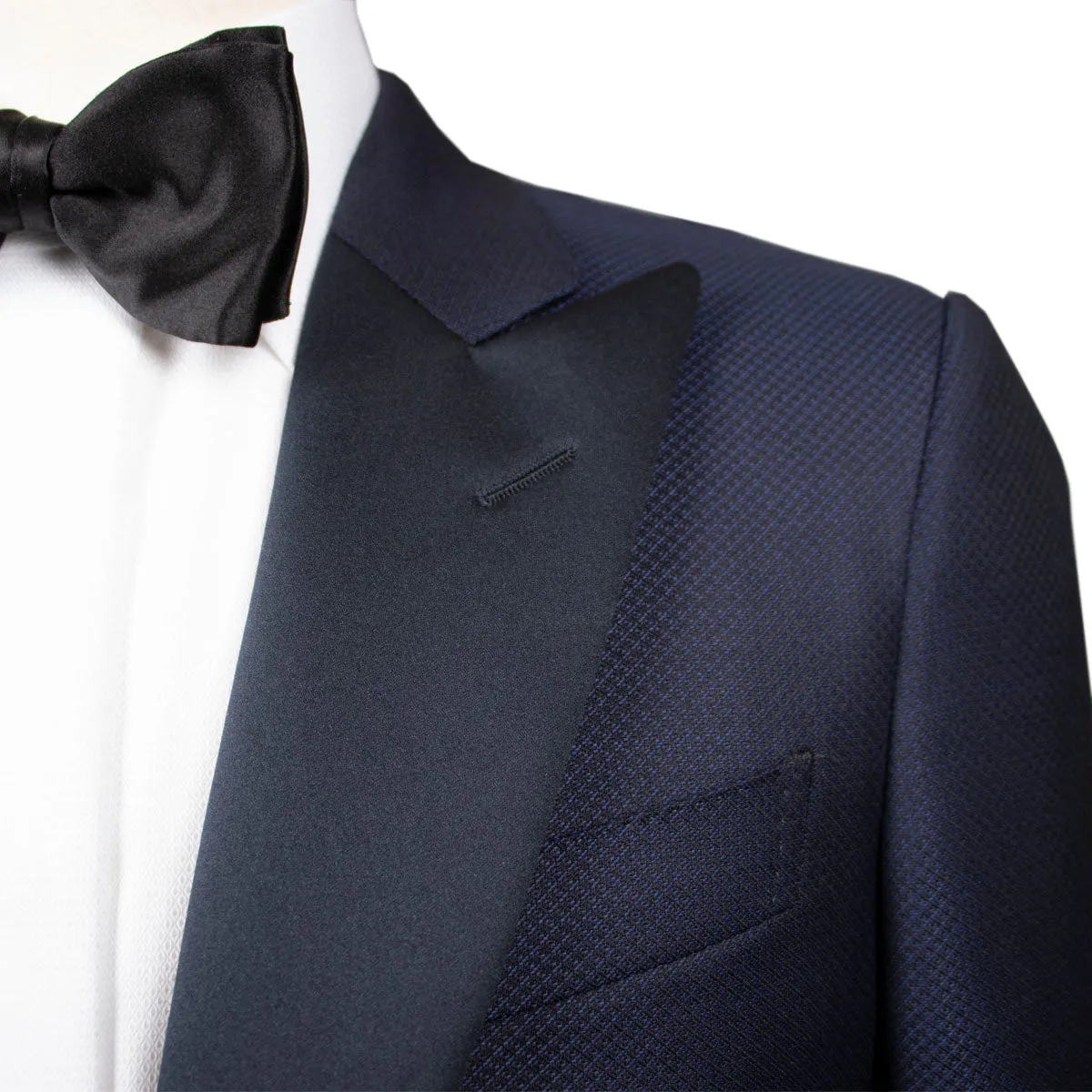 Navy Textured Wool & Silk Caccioppoli Tuxedo Suit