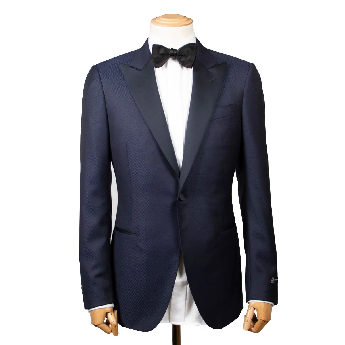 Navy Textured Wool & Silk Caccioppoli Tuxedo Suit