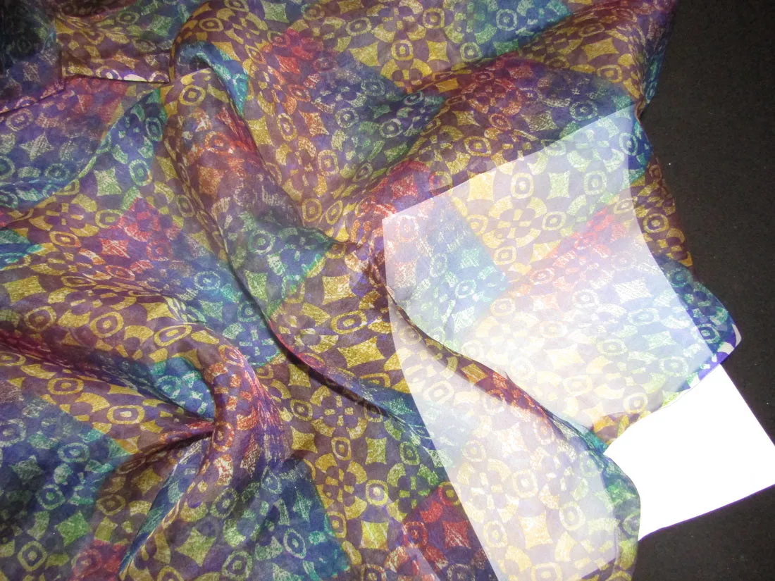 Organza printed leheriya multi-color 44" wide by the yard [11134]