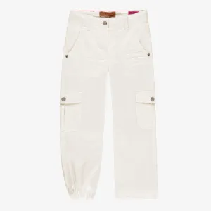Pantalon en denim lyocell crème à poches cargo, enfant || Cream lyocell denim pants with cargo pockets, child