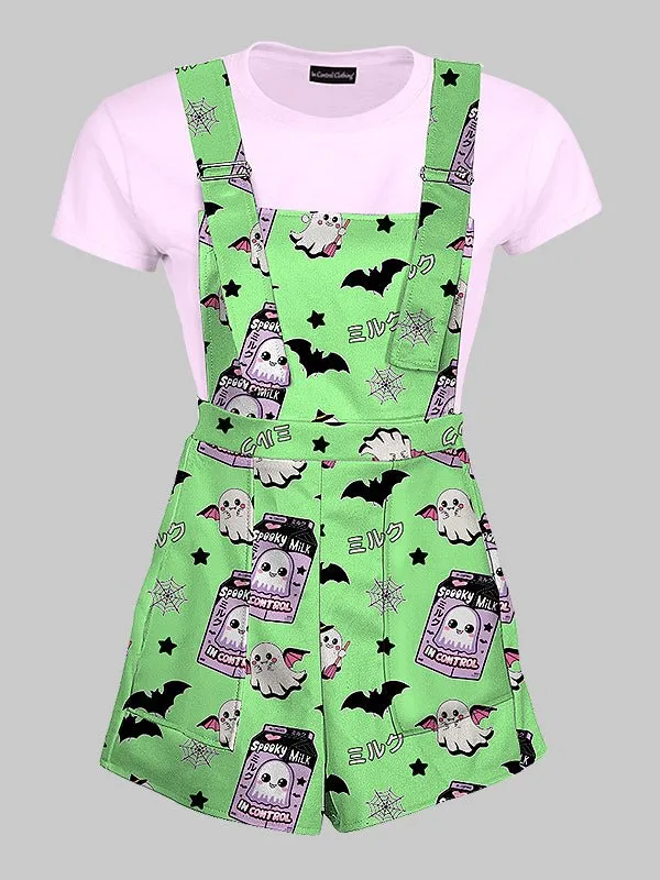 Pastel Goth Kawaii Ghost Overall Shorts