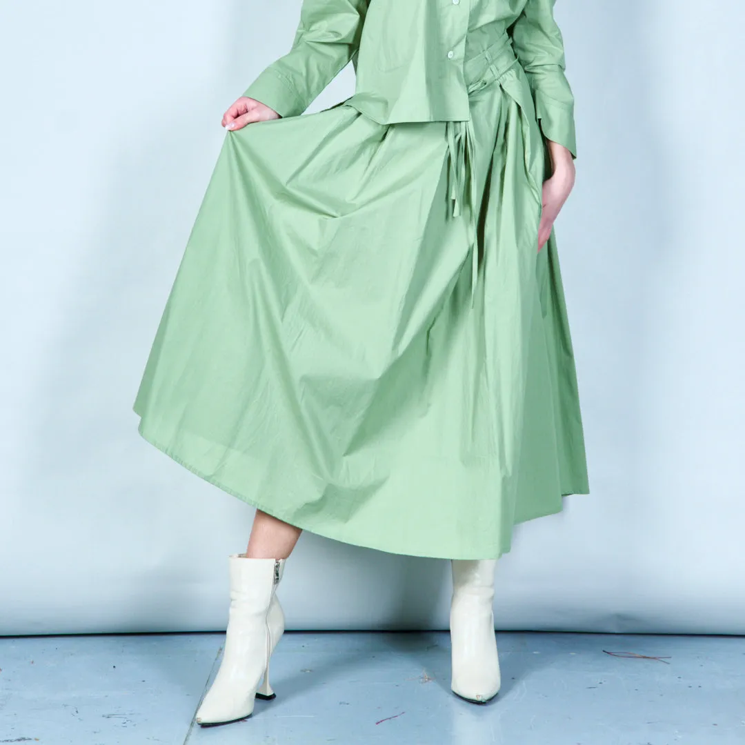 Pleated skirt with tie waist wholesale