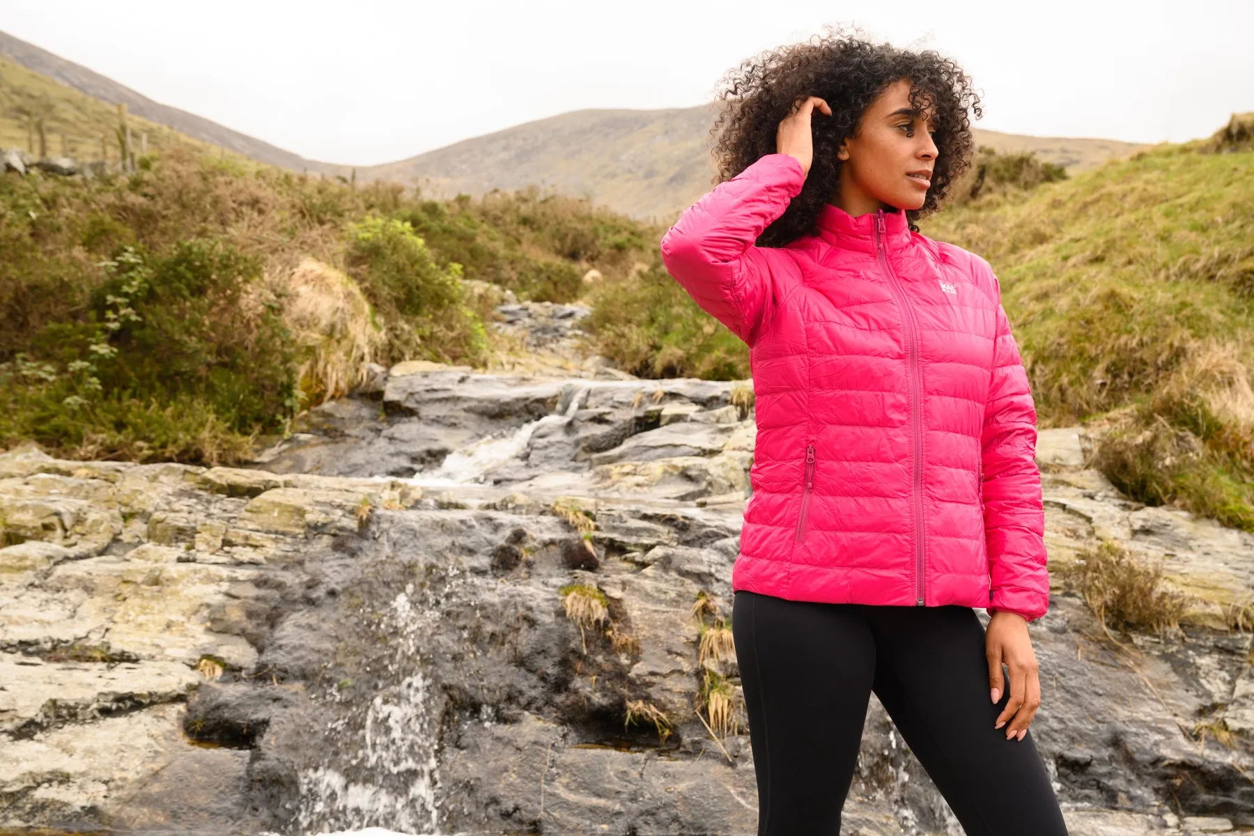 Polar - Packable Women's Down Jacket - Pink Navy