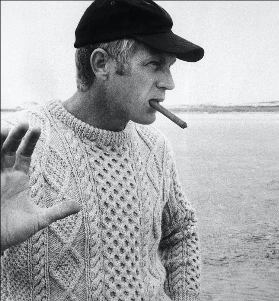 Pre Order - Steve McQueen Dark Navy Donegal Irish Wool Sweater Eta before 1/3