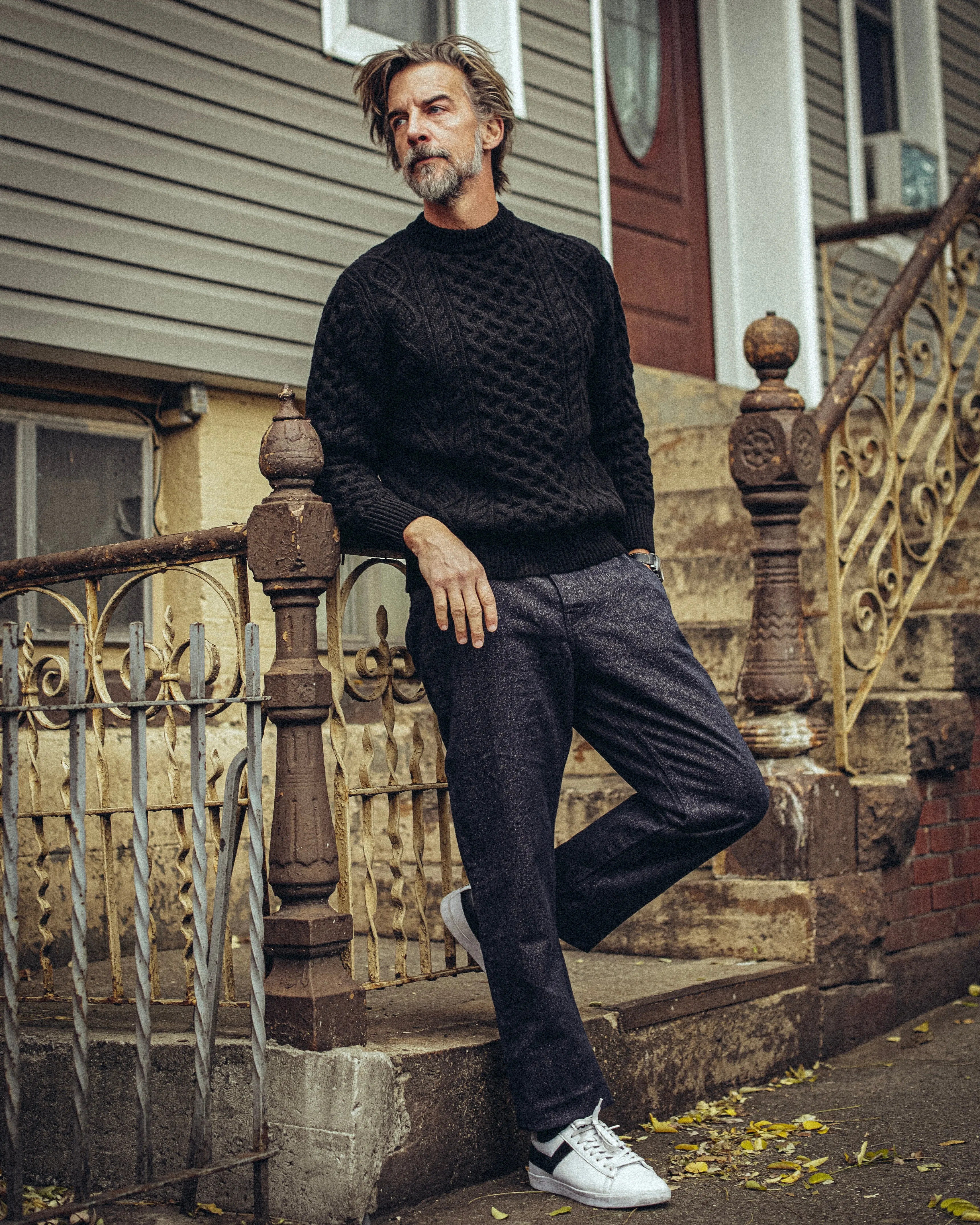 Pre Order - Steve McQueen Dark Navy Donegal Irish Wool Sweater Eta before 1/3