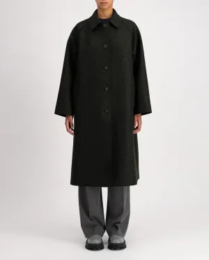 PRESSED WOOL BALMACAAN  / DARK KHAKI