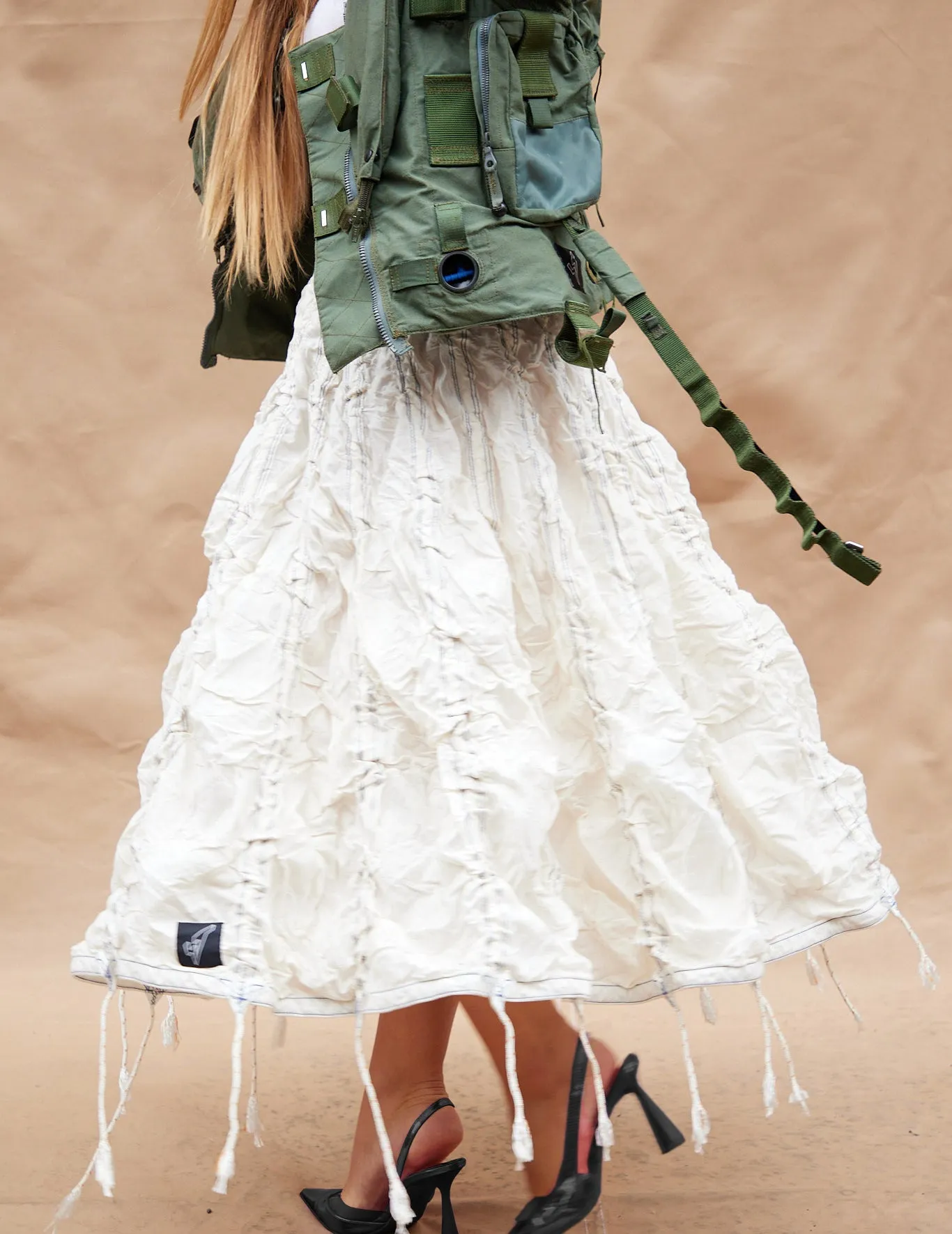 RAF Hurricane Parachute Long Skirt in White