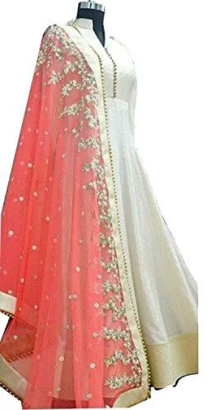 Rangrasiya Women'S Silk Salwar Suit Set (Whitemoti_Pink_Free Size)