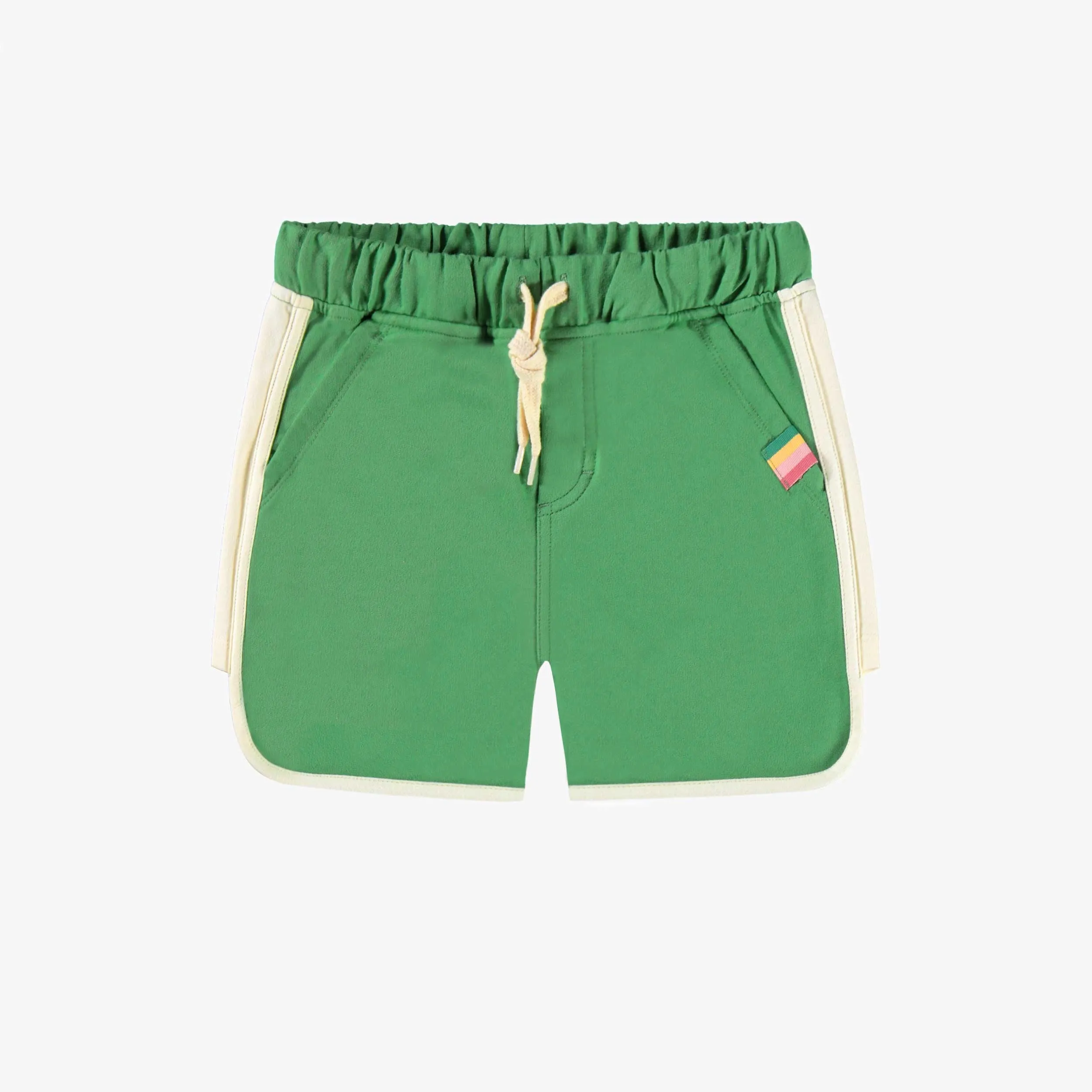 Short vert en coton français au look sportif, enfant || Sporty green shorts in French terry, child