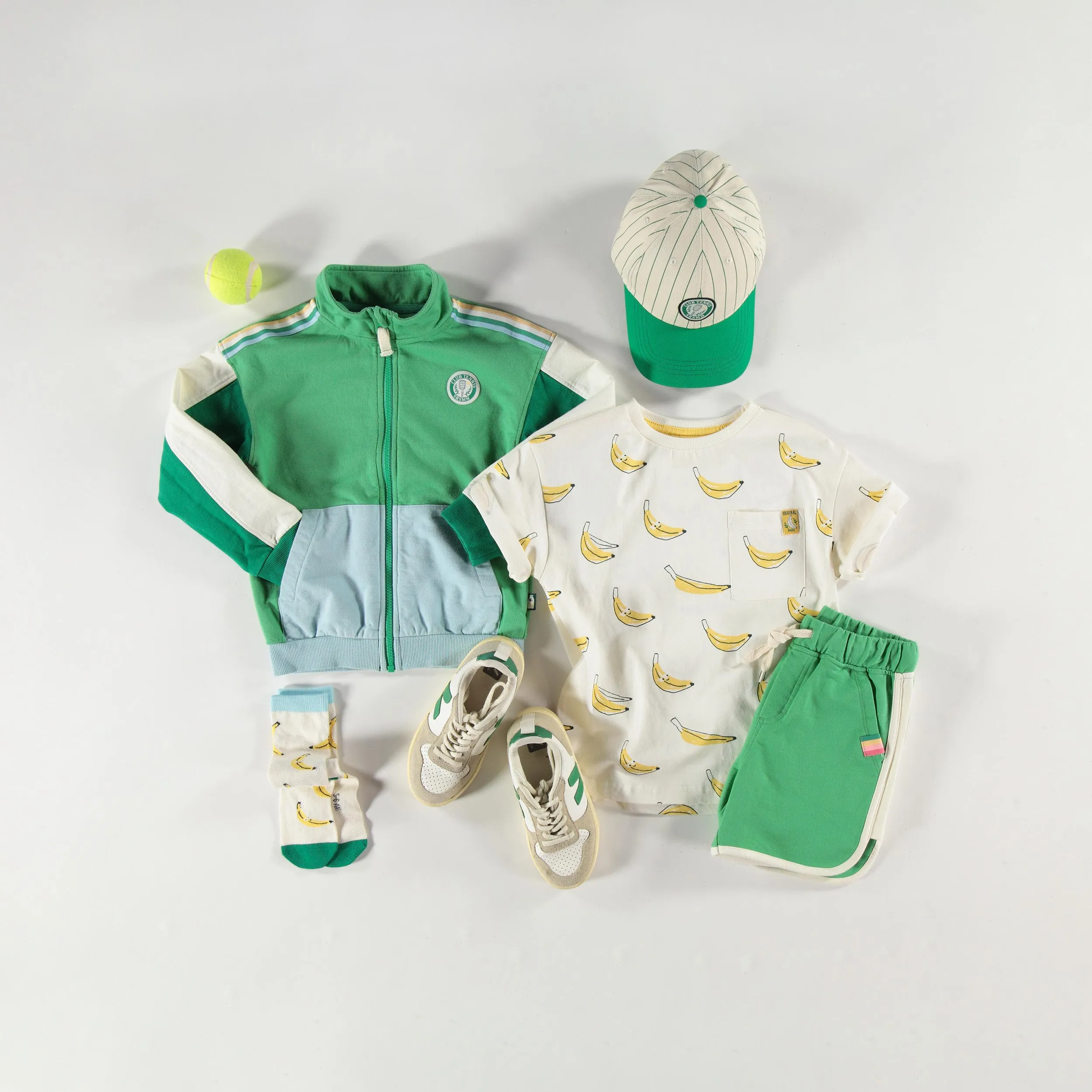Short vert en coton français au look sportif, enfant || Sporty green shorts in French terry, child