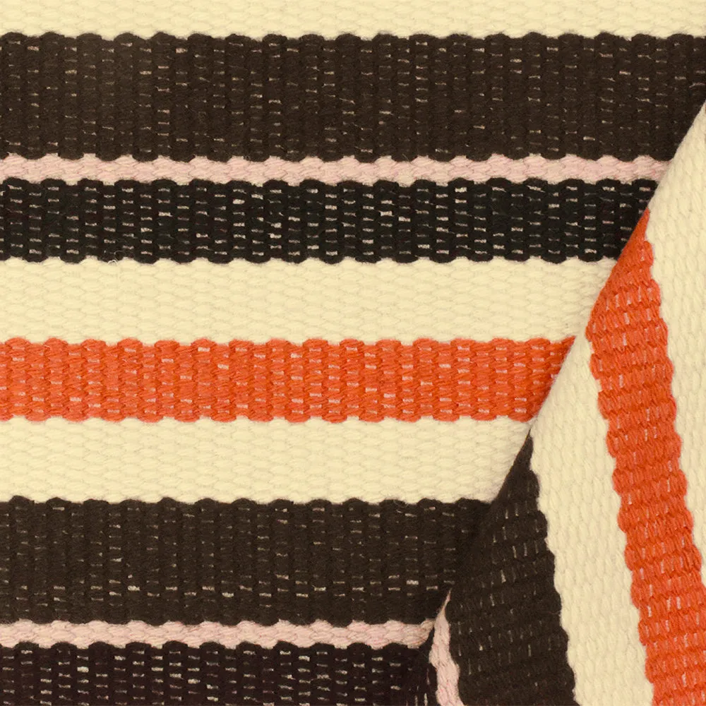 Simple Orange-Ivory-Multi Stripe Dobby Woven Jacketing Fabric