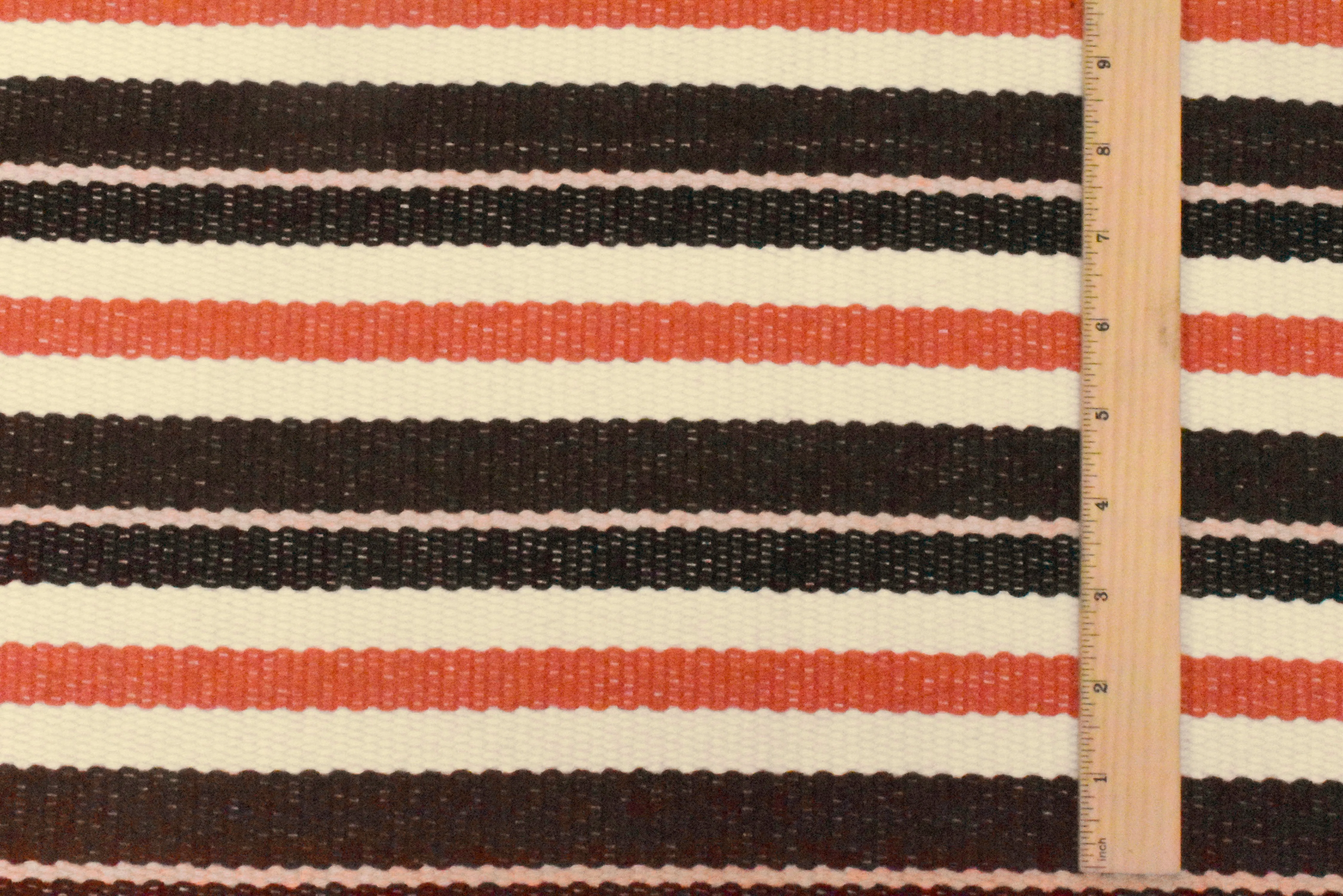 Simple Orange-Ivory-Multi Stripe Dobby Woven Jacketing Fabric