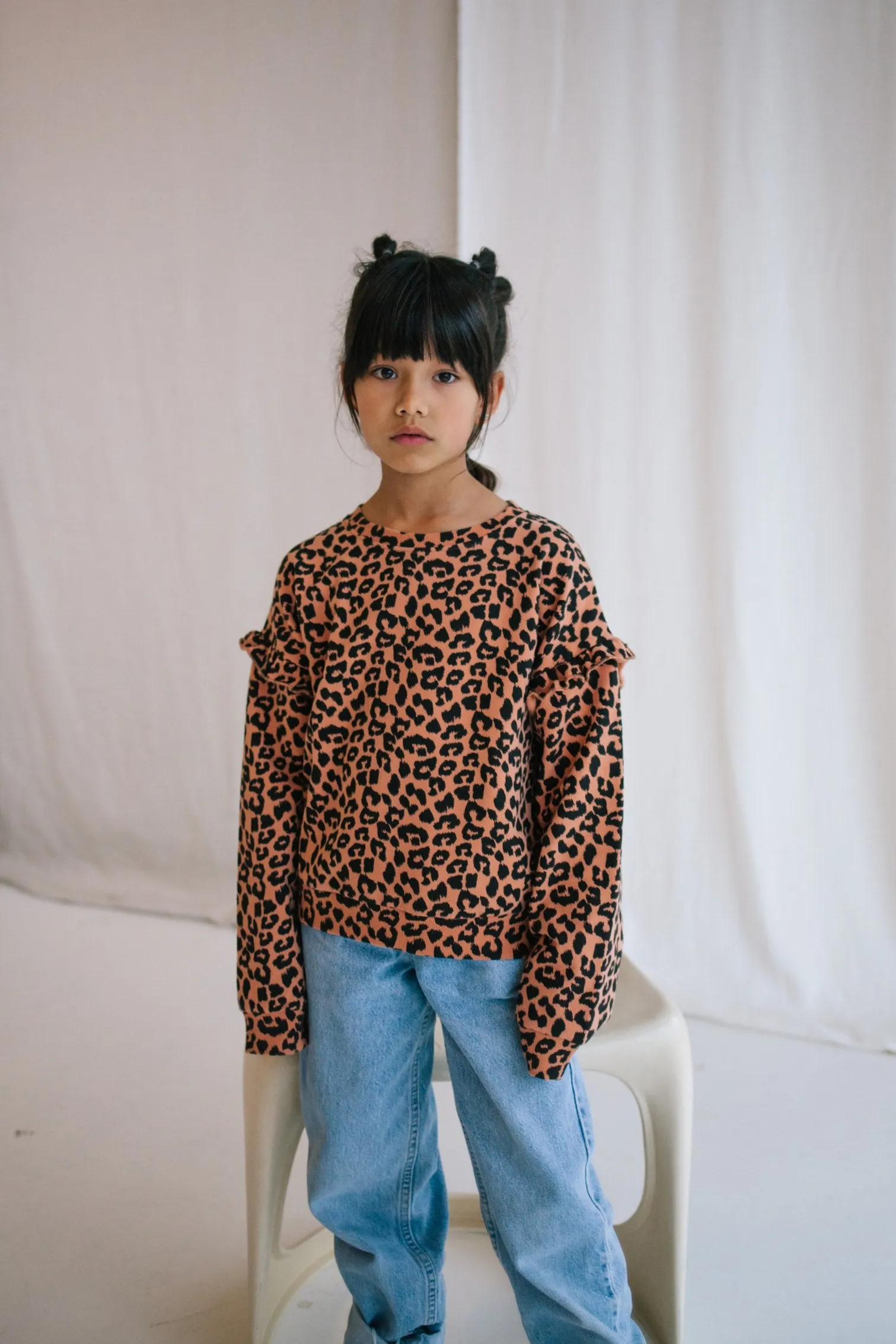 Sweater Ruffle Leopard Autumn Hazel