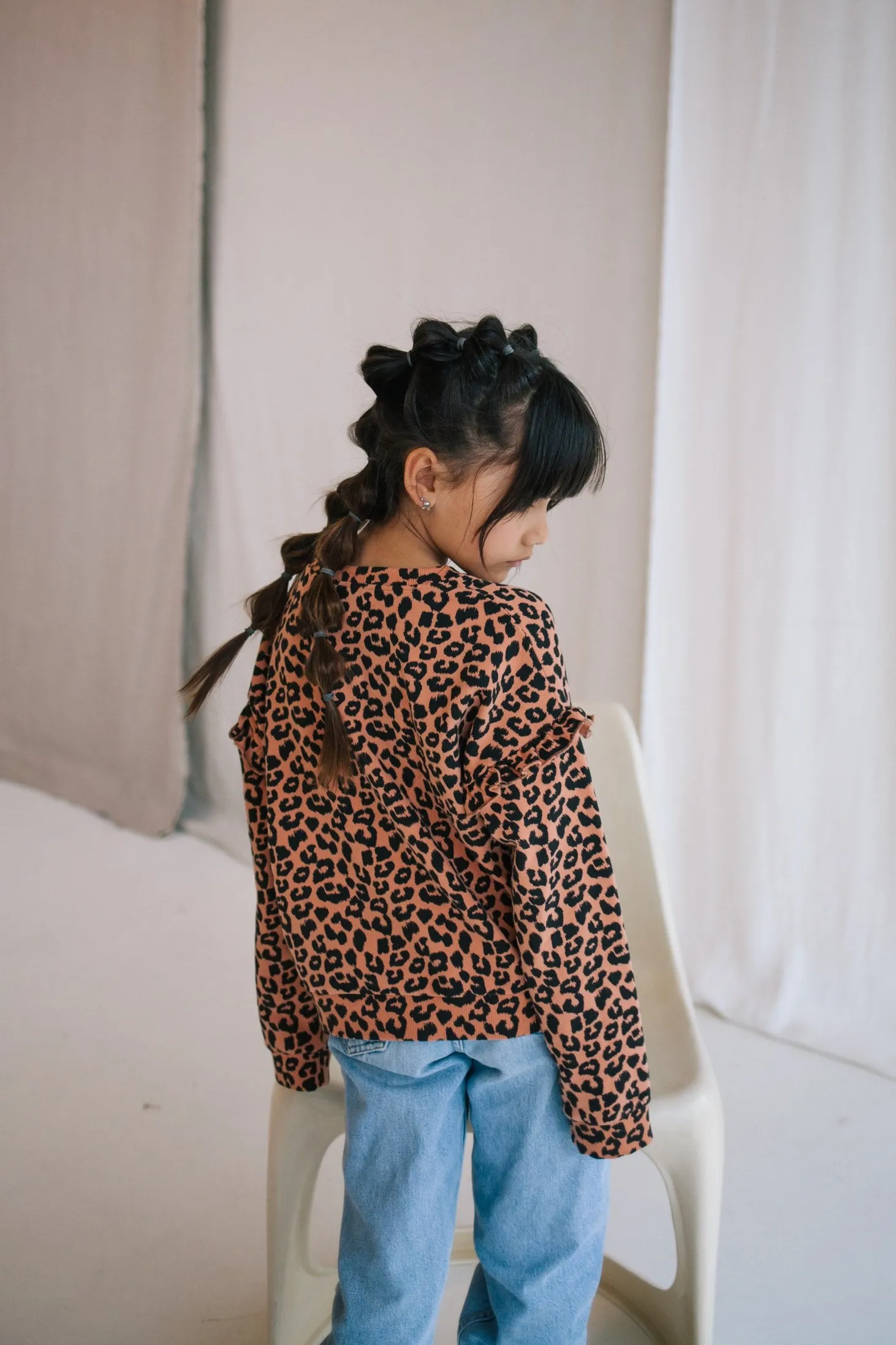 Sweater Ruffle Leopard Autumn Hazel