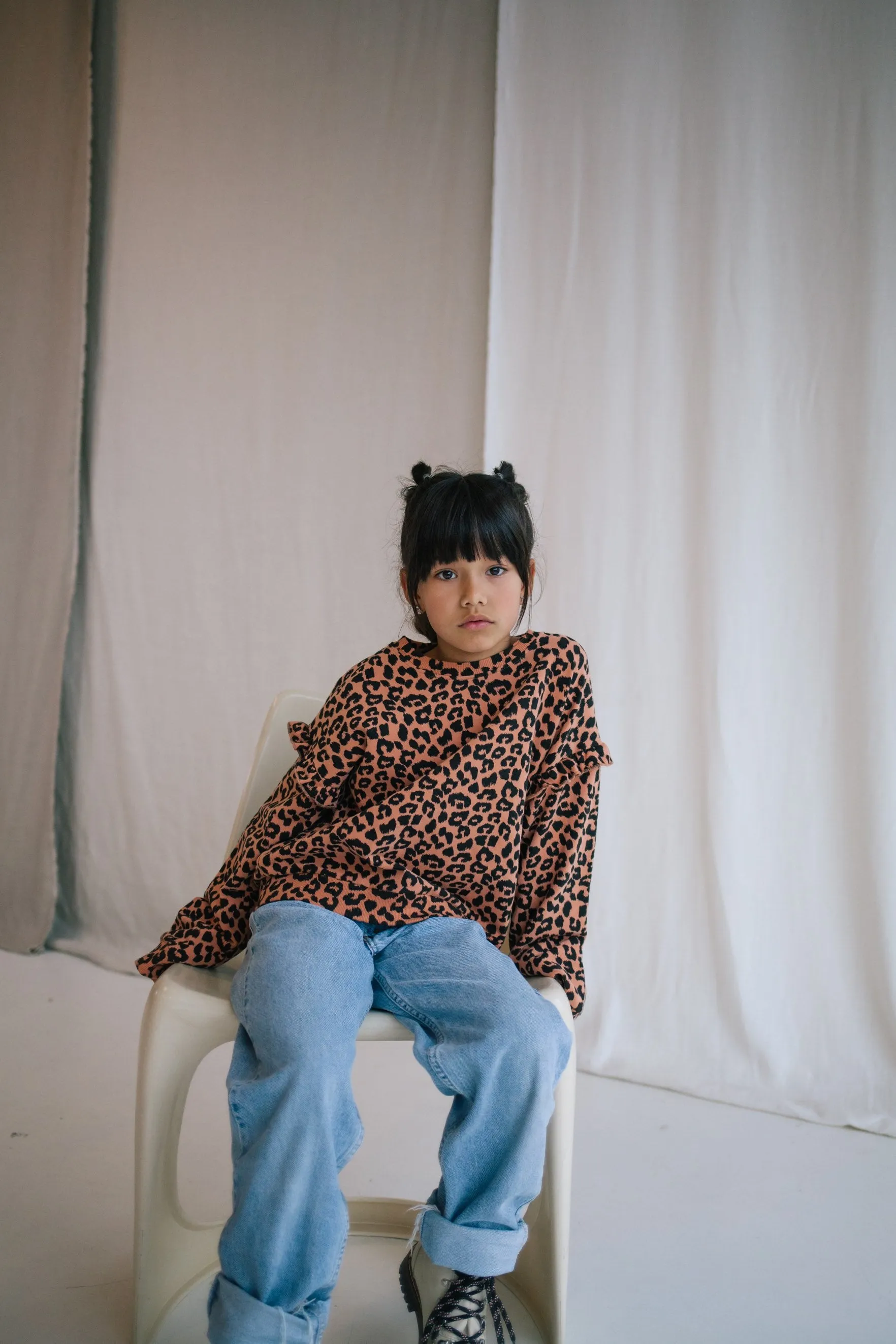 Sweater Ruffle Leopard Autumn Hazel