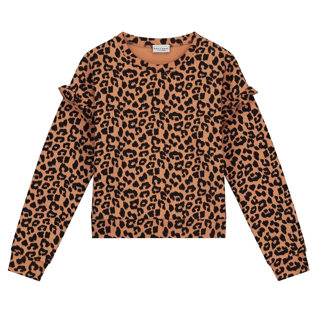 Sweater Ruffle Leopard Autumn Hazel