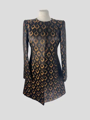 Tara Jarmon brown & black print coat size UK8/US4
