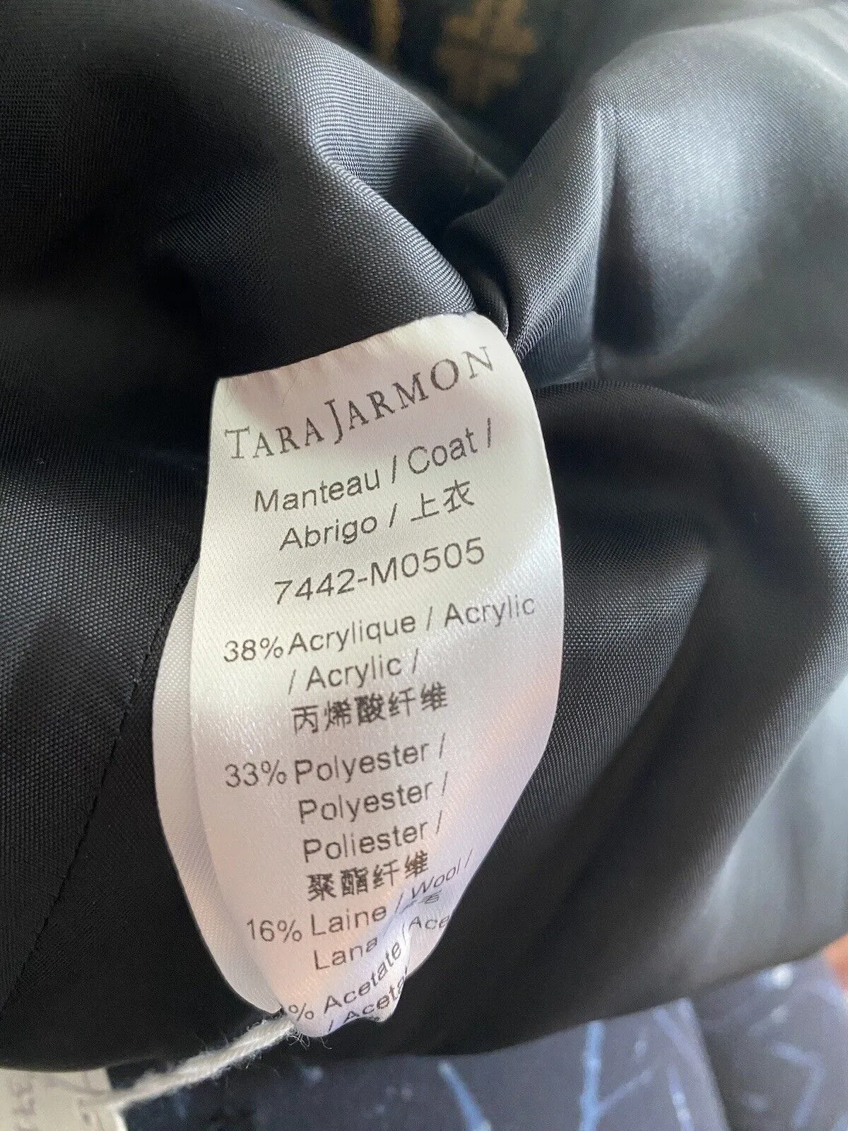 Tara Jarmon brown & black print coat size UK8/US4