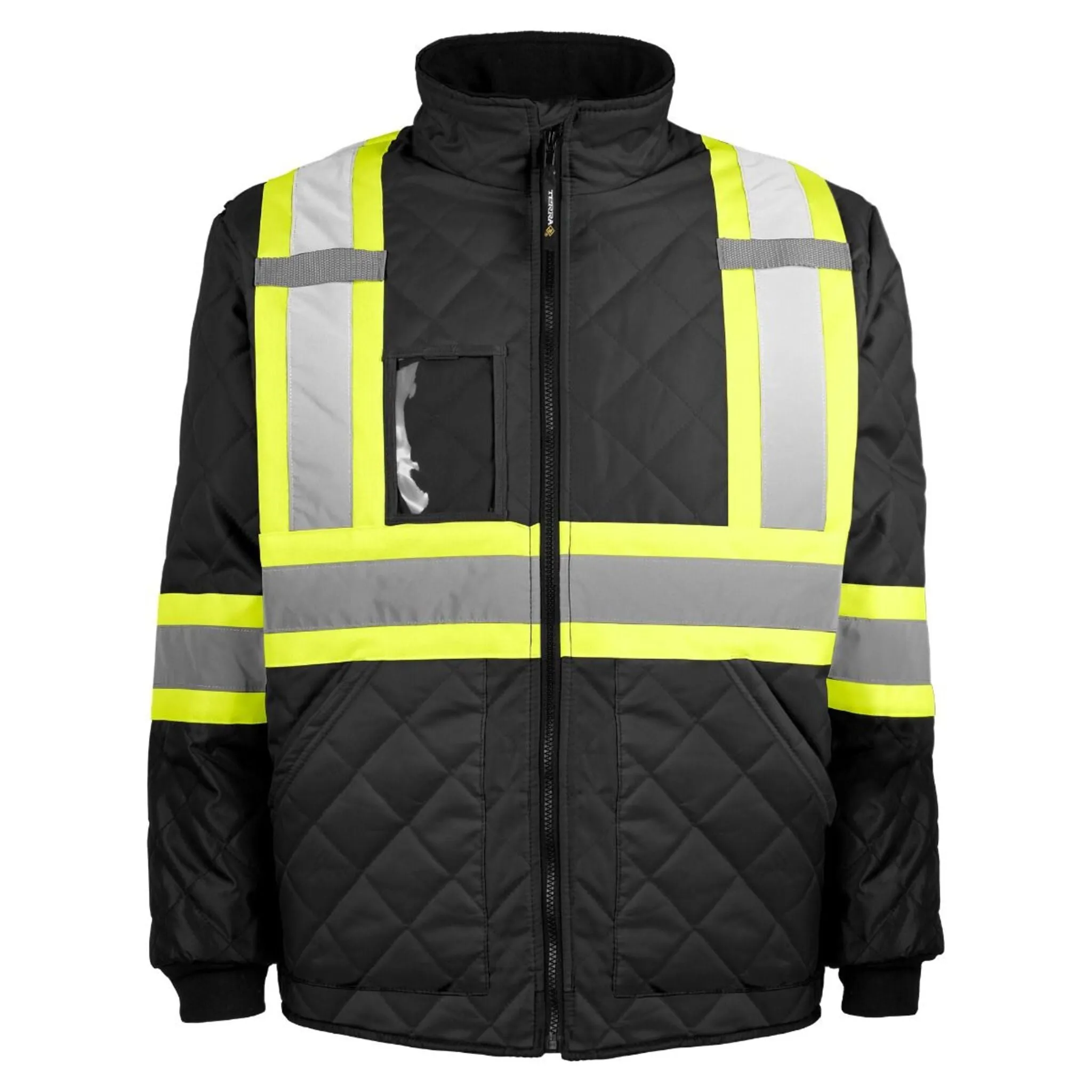 Terra Men's Hi-Vis Lined CSA Freezer Jacket with Fleece Lined Collar, Reflective Tape, Durable, Warm, 150D Oxford Polyester, ANSI/CSA Compliant | Sizes S-3XL