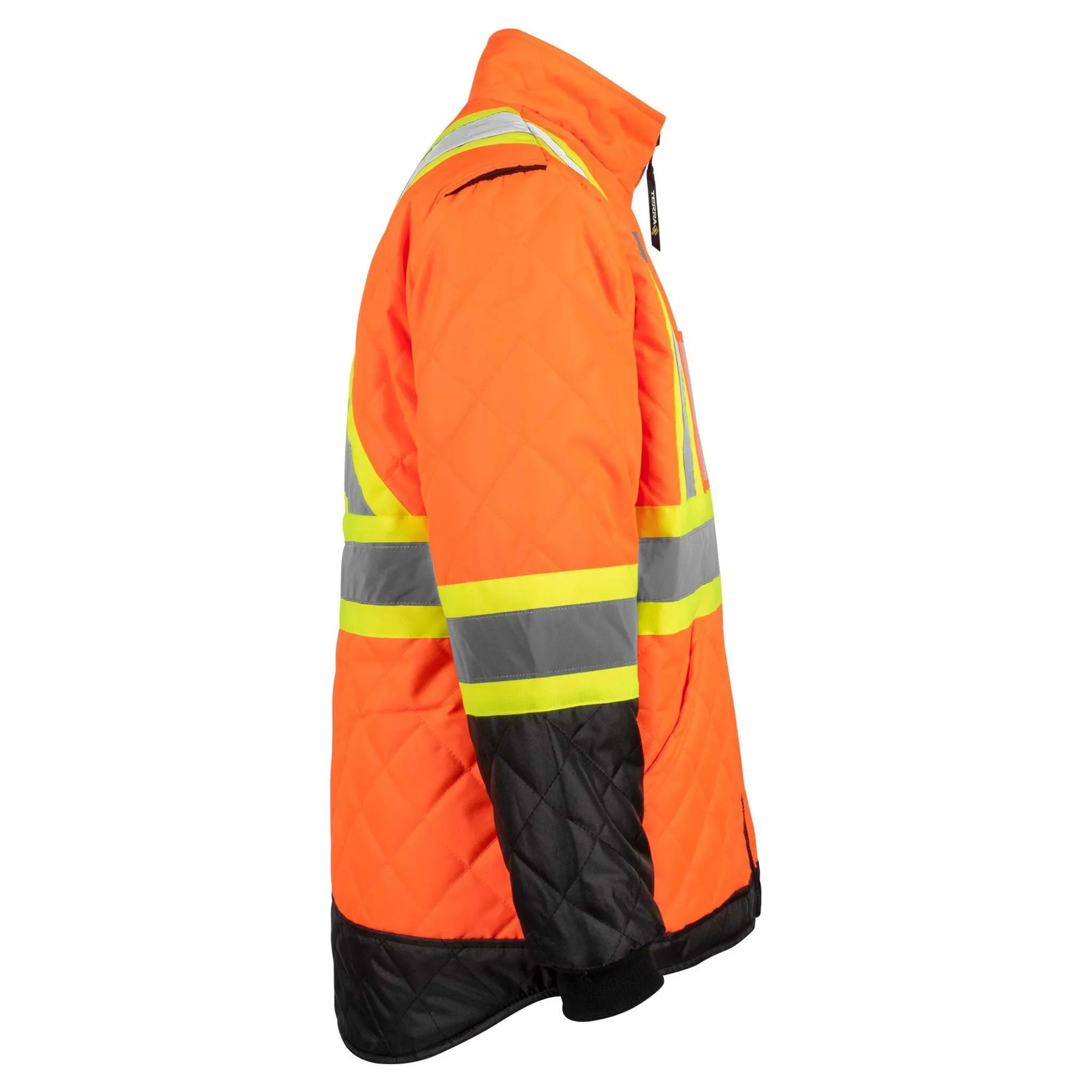 Terra Men's Hi-Vis Lined CSA Freezer Jacket with Fleece Lined Collar, Reflective Tape, Durable, Warm, 150D Oxford Polyester, ANSI/CSA Compliant | Sizes S-3XL