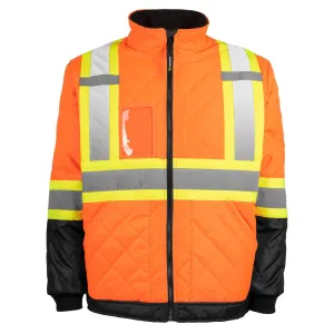 Terra Men's Hi-Vis Lined CSA Freezer Jacket with Fleece Lined Collar, Reflective Tape, Durable, Warm, 150D Oxford Polyester, ANSI/CSA Compliant | Sizes S-3XL