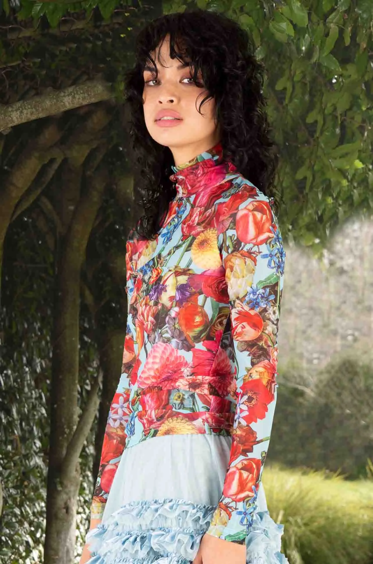 Trelise Cooper - Mesh With Me Neck Of The Woods Top in Aqua Floral