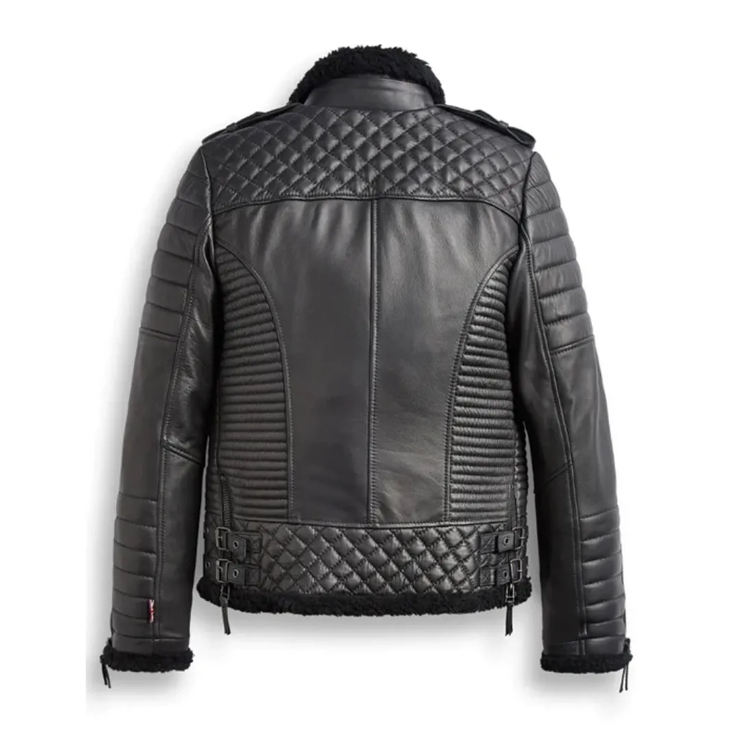 Women’s Black Fur Leather Jacket