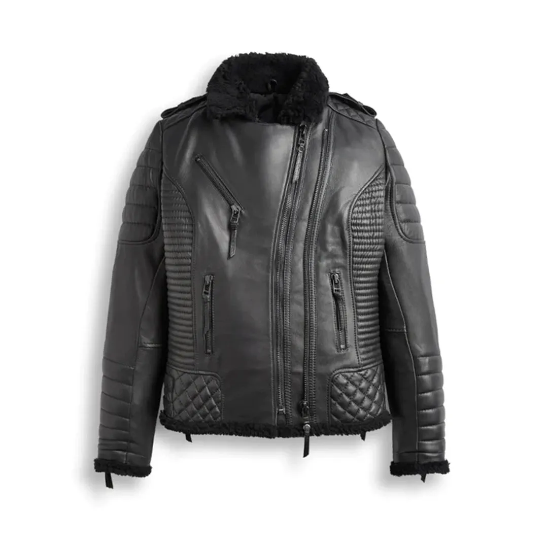 Women’s Black Fur Leather Jacket