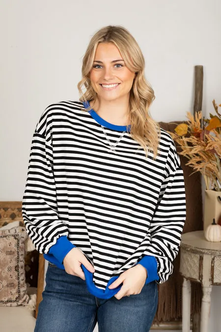 Women's Contrast Striped Crew Neck Jumper | Ideal for Autumn/Winter